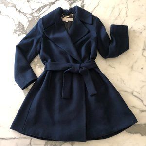 Trina Turk navy blue wool A-line Coat Sz 10
